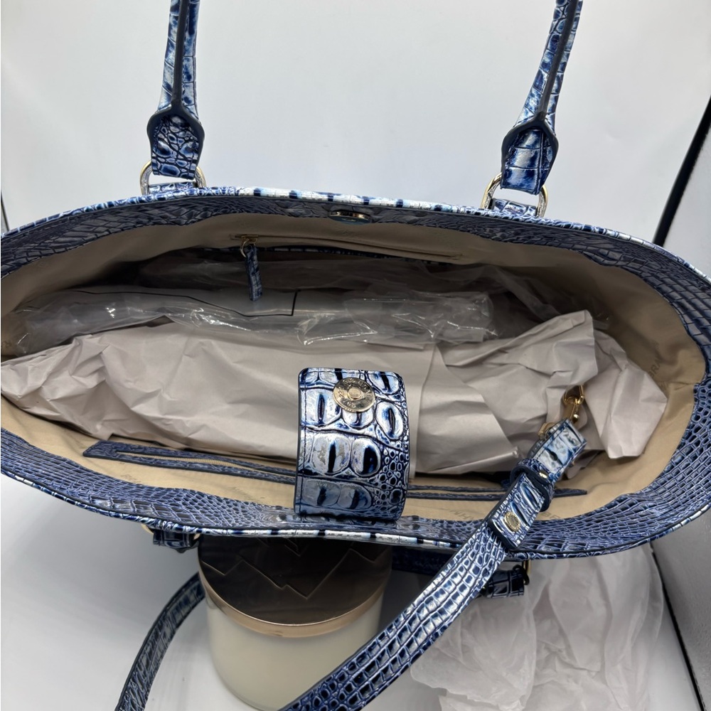 Brahmin Jeanne Leather Large Tote Style Bag Coastal Blue Melbourne - Picture 9 of 15